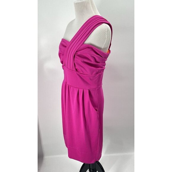 Gretchen Scott Pink One Shoulder Cocktail Dress Sz M - Picture 2 of 6